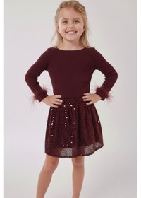Resim My Kids Wear Kız Çocuk Bayramlık Bordo Payet Etek Takımı 12530 Bordo 