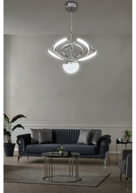Resim Dron Tek Top 2 Modern Sarkıt Led Avize - - Kumandalı / Krom Krom 