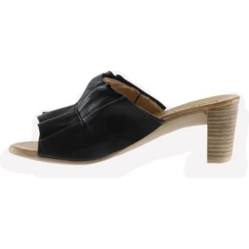 Resim Bueno Shoes Siyah Deri Kadın Topuklu Terlik 