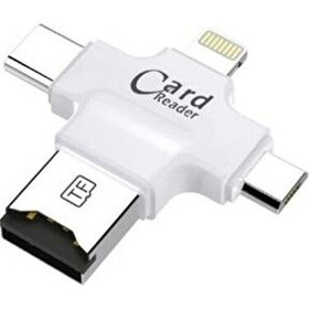 Resim Cardreader Kart Okuyucu Type-C Lightning Micro USB Telefonlar Için Microsd Kart Okuyucu 