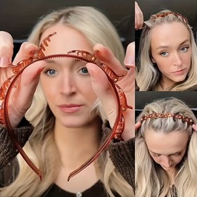 Resim Vintage Esinli Örgülü Saç Bandı Klipsi - Çok Katmanlı Hollow Tasarım, Güvenli Uyum İçin Plastik Saç Aksesuarı, Saç Klipsi Üst Klips, Saç Klipsi 