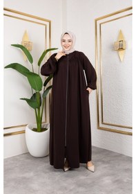 Resim Nevayla Moda Ön Ve Arka Robalı Ferace - Acı Kahve / F0142 Acı Kahve Acı Kahverengi 