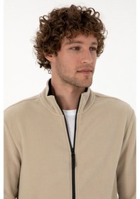 Resim U.S. Polo Assn. Erkek Regular Fit Koyu Bej Polar Örme Hırka 50313779-VR088 