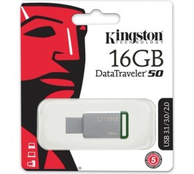 Resim Kingston 16Gb Usb3.1 Memory Dt50/16Gb Metal/Yeşil 