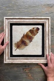 Resim Fins Stone Decor Çerçeveli Tablo Taş Duvar Dekoru 30 X 30 Cm Kuş Tüyü Tablosu Cdd3030-1324 