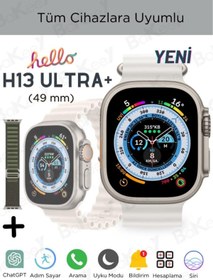 Resim Bakeey Hello H13 Ultra+ Plus Akıllı Saat 49mm 2 Kordon Siri Android Iphone Uyumlu Akıllı Saat Watch 10 9 8 