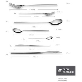 Resim Karaca 316 Premium Mild Platin 12 Kişilik 84 Parça Çatal Kaşık Bıçak Takımı 
