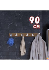 Resim Modilayn Arı Serisi 86,4x9,6 Cm 18 Kancalı - 6'lı Set Banyo Askısı Ekstra Düzen Ve Yer Tasarrufu Beyaz - Ceviz 