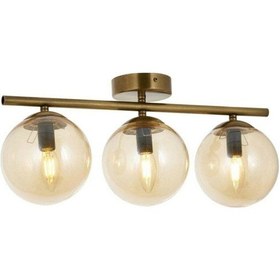 Resim Gold Üçlü Modern Bal Camlı Plafonyer Avize 