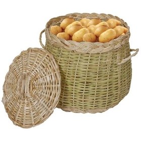 Resim Hasır Sepet Patates Soğan Sepeti Doğal Hasır Kapaklı 