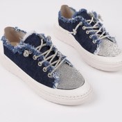Resim Muggo Damsel Bağcıklı Taşlı Kadın Günlük Denim Sneaker Spor Ayakkabı 