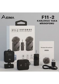 Resim Eıma F11-2 Çiftli Kablosuz Yaka Mikrofonu 2 Li Tx Gürültü Engelleyici Video & Canlı Yayın 