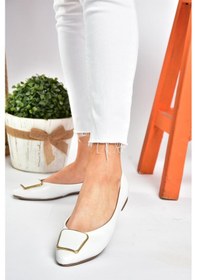 Resim Fox Shoes P726776309 Beyaz Toka Aksesuarlı Kadın Babet Beyaz 