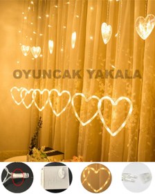 Resim oyuncak yakala Dekoratif 12 Sarkıt Kalp Perde Led Günışığı 