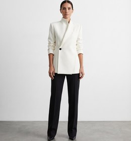Resim Uzun Kollu Casual Saten Blazer INS Bol Kesim Şık Tek Düğmeli Ceket - Siyah / L 
