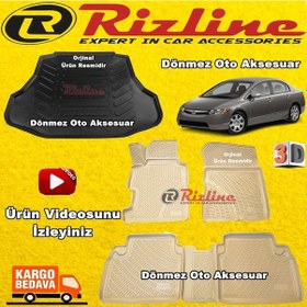 Resim Honda Civic 3D Paspas Bej + Bagaj Havuzu 2007-2012 Arası Rizline 