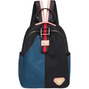 Resim Kontrast Renkli Gündelik Kadın Sırt Çantası - Siyah Ve Mavi Siyah - Mavi 