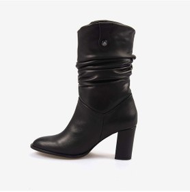 Resim Kemal Tanca Hakiki Deri Siyah Kadın Topuklu Çizme 25-100670k-1 Siyah 