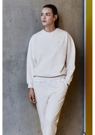 Resim Tommy Life Bej Basic Pamuklu O Yaka Oversize Lastik Paça Kadın Eşofman Takım - 95287 Bej 