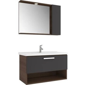 Resim Trevı 100CM Set Banyo Dolabı Antrasıt/cevız 