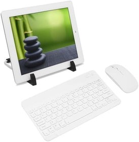 Resim Samsung Galaxy Tab A9 ile uyumlu Bluetooth Kablosuz Klavye Mouse + Tablet Standı - FC1088 (Beyaz) 