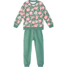 Resim Denokids Pembe Çiçekli Kız Çocuk Yeşil Pembe Eşofman Takım Pembe - Yeşil 