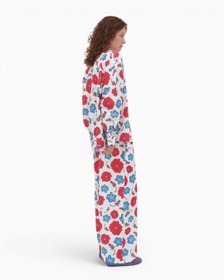 Resim Red Flower Düz Kesim Geniş Kadın Pantolon - Red Flower / M 