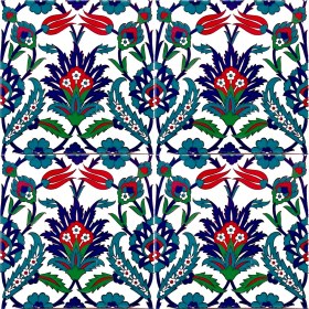 Resim Armada Çini 20x20 Cm Ac 19 Laleli Desen Osmanlı Çini Seramik Karo 