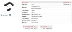 Resim FİAT BRAVO-2 1.6 MULTİJET Turbo Hortumu (51792357) 