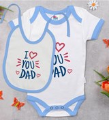 Resim Bk Kids I Love You Dad Tasarımlı Mavi Bebek Body Zıbın Ve Mama Ön Çok Renkli 