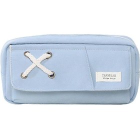 Resim Ganzhoushop Kalem Kutusu Büyük Kapasiteli Kalem Kalem Çantası Kese Elde Taşınabilir Sanat Çantası Ofis Kolej Okul Düzenleyici, Gök Mavisi 