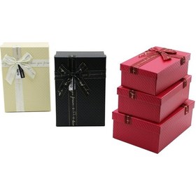 Resim 3pcs D.dörtgen Mat Mix Renkli - Kabartma Desen Karton Hediye Kutu 