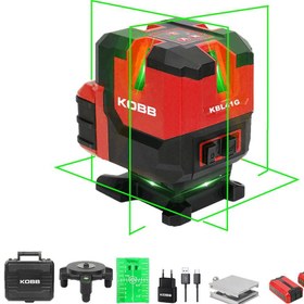 Resim KOBB KBL41G 30Metre 4x90⁰/1x360⁰ Otomatik Hizalamalı Li-ion Çift Akülü Profesyonel Yeşil Çapraz Çizgi Lazer Distomat 