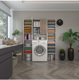 Resim Kenzlife Çamaşır Makinesi Dolabı Veronikamaksduble Crd 180 126 20 Banyo Arkalıksız Raflı Çok Renkli 