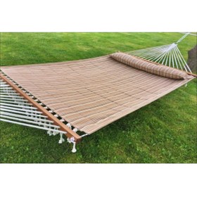 Resim Bilen Hamak Çift Kişilik Elyaflı Hamak (150 Cm Genişlik) Sütlü Kahve 