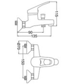 Resim Gms Damla Mix Banyo Duş Bataryası Dml103 Krom 