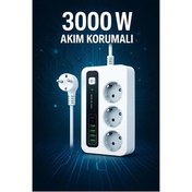 Resim P10 3x Priz 3000w Akım Korumalı 4x Usb 2x Type-c Girişli Çoklu Priz 