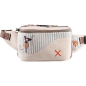 Resim Krem Rengi Fare Desenli Kanvas Unisex Göğüs ve Bel Çantası 
