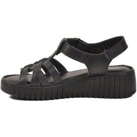 Resim Pierre Cardin Siyah Hakiki Deri Cırtlı Kadın Günlük Topuklu Sandalet Pc-54787 Z Siyah 