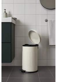 Resim Vintage 16 Lt Yavaş Kapanır Kapaklı Ofis Mutfak Banyo Balkon Çöp Kovası Krem Krem 