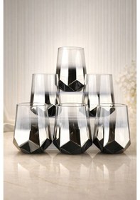 Resim Rova Tr Amber Serisi Titanyum Kaplama Modern Su Bardağı 6 Lı Premium Set - 6 Kişilik-hediyelik Gümüş 