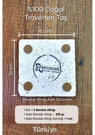 Resim Doğal Taş Bardak Altlığı 4'lü Set 10x10x1 Cm Şaşkın Kedi Desenleri -stone Coasters Çok Renkli 