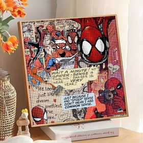 Resim Marvel 1 adet Örümcek Adam 5D DIY Elmas Boyama Kiti - Yuvarlak Akrilik Elmaslar, Tam Elmas Nakış Çapraz Dikiş Ev Dekorasyonu ve El Sanatları, 30.0x30.0cm, Babalar Günü/Doğum Günü 
