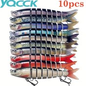 Resim YQCCK 10 Adet 19g 13.5cm/5.32in Batıcı Mino Sahte Yem, 8 Bölümlü Uzun Atışlı Dikey Olta Yemleri, ABS Malzeme, Çok Bölümlü, Açık Deniz Balıkçılığı Kenar Yemi, Balıkçılık Aksesuarları 