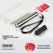 Resim Fosenze Kırmızı Işık El Feneri 3 Led 630+660+850nm Inframerahat Aydınlatma Cihazı - El Feneri + Pil Rafı + Kullanım Kılavuzu 