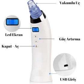 Resim Buffer Profesyonel Led Ekran Şarjlı Vakum Siyah Nokta Temizleyici 