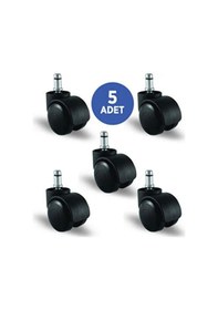 Resim 5 Adet Pimli Mobilya Tekerleği Koltuk Tekeri, Çap:50, 5li Set, Geniş Tip 