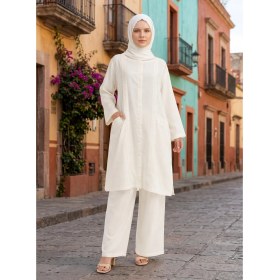 Resim Sile Atelier Sıle Atelıer Kadın Krem Pamuklu Dantel Detaylı Tesettür Tunik Yazlık Rahat 