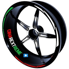 Resim Italy Design Yeşil Beyaz Kırmızı İtalyan Jant Şeridi Sticker Çınar Extreme 