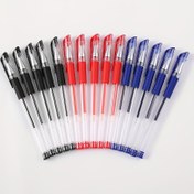 Resim 15'li Jel Mürekkepli Rollerball Kalemler - Hızlı Kuruyan ve Akıcı Yazan Plastik Kalem Seti, Ofis, Öğrenciler, Not Alma ve Ödev Düzeltme için 5 Siyah, 5 Mavi, 5 Kırmızı içerir 